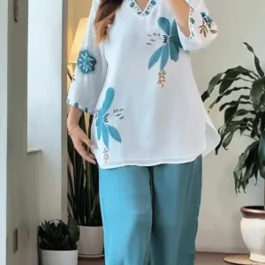 premium floral fine cotton flex palazzo co ord set (copy)