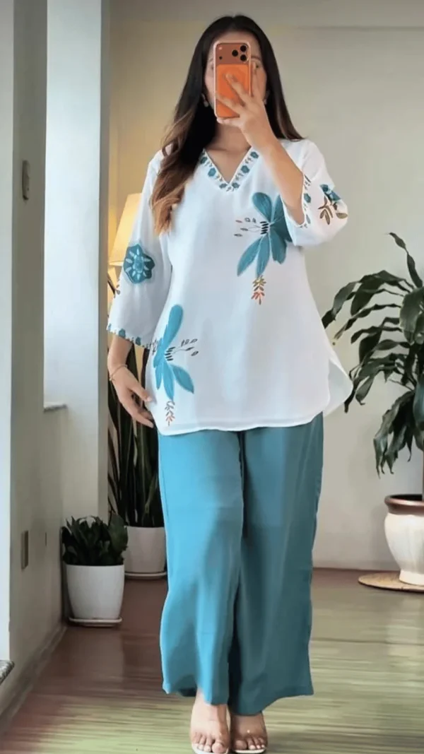 premium floral fine cotton flex palazzo co ord set (copy)