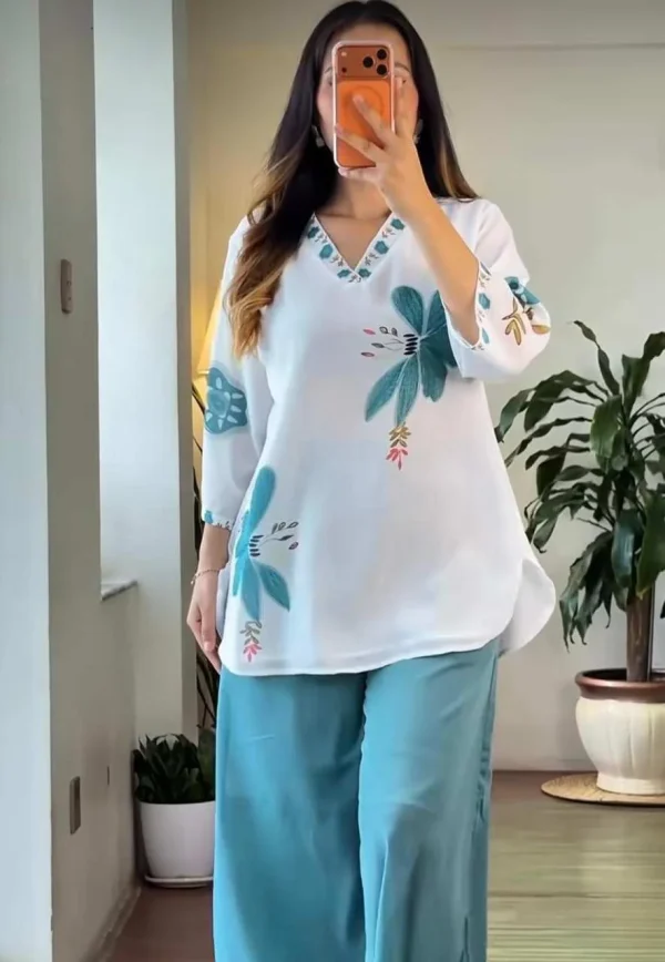 premium floral fine cotton flex palazzo co ord set (copy)