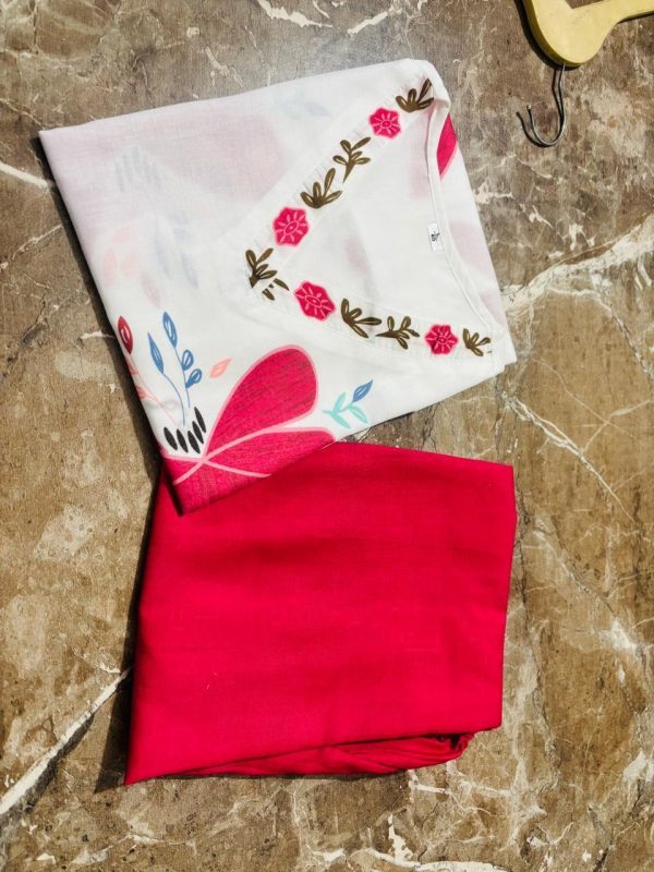tanvi kurti red bloom mul cotton co ord set