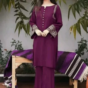 women cotton white front embroidery kurta pant set (copy)