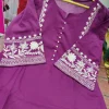 women cotton white front embroidery kurta pant set (copy)