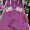 women cotton wine pakistani kurta palazzo set