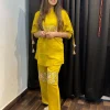 women cotton brownish maroon kurta pant set (copy)
