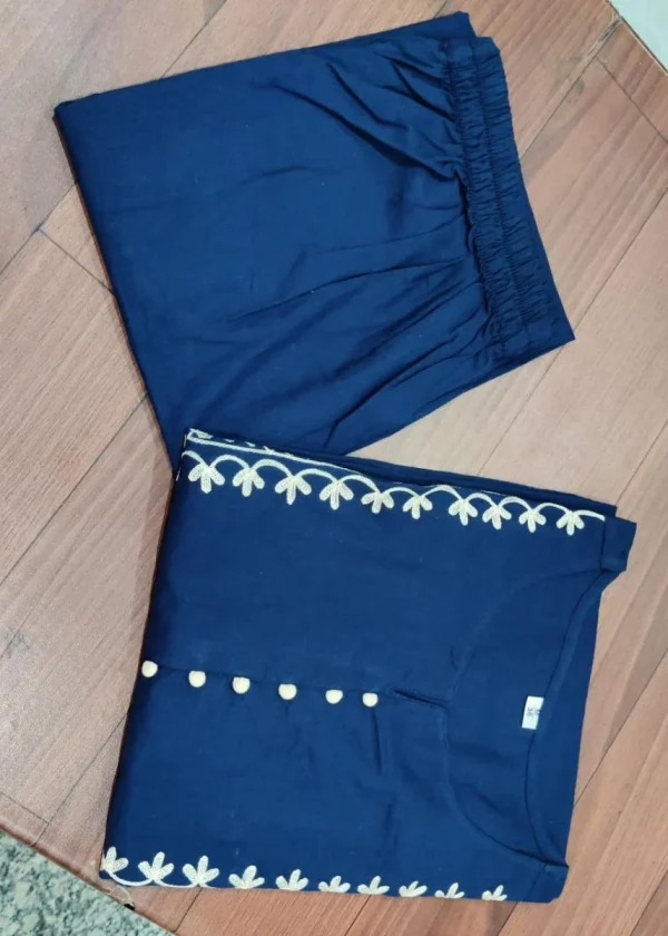 women cotton blue pakistani kurta palazzo set