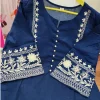 women cotton blue pakistani kurta palazzo set