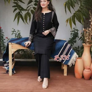 women cotton black pakistani kurta palazzo set