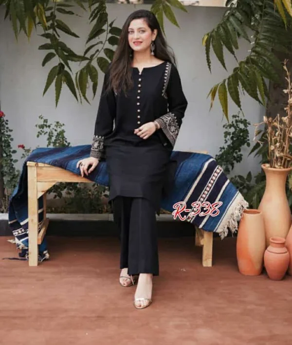 women cotton black pakistani kurta palazzo set