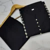 women cotton black pakistani kurta palazzo set