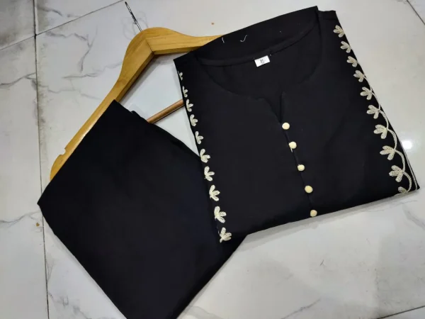 women cotton black pakistani kurta palazzo set