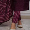 women festive special cotton magenta dupatta set