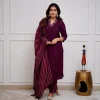 women festive special cotton magenta dupatta set