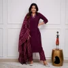 women festive special cotton magenta dupatta set