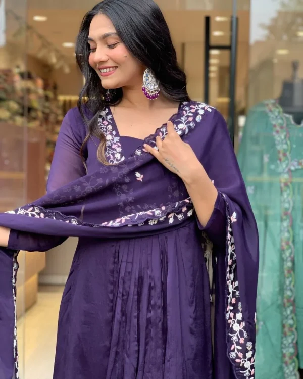 women purple cotton and organza dupatta set women purple cotton and organza dupatta set