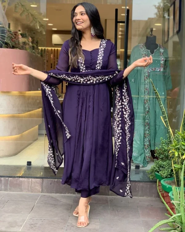 women purple cotton and organza dupatta set women purple cotton and organza dupatta set