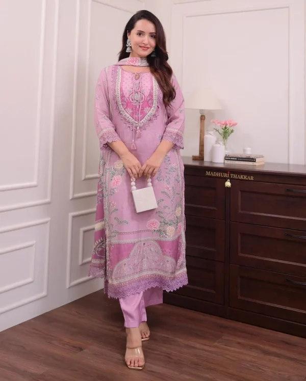 women purple cotton and organza dupatta set (copy)