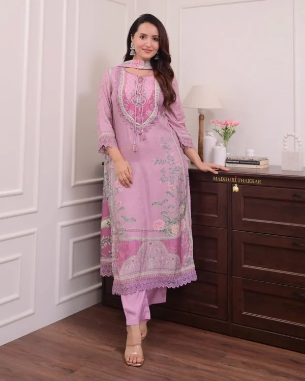 women purple cotton and organza dupatta set (copy)