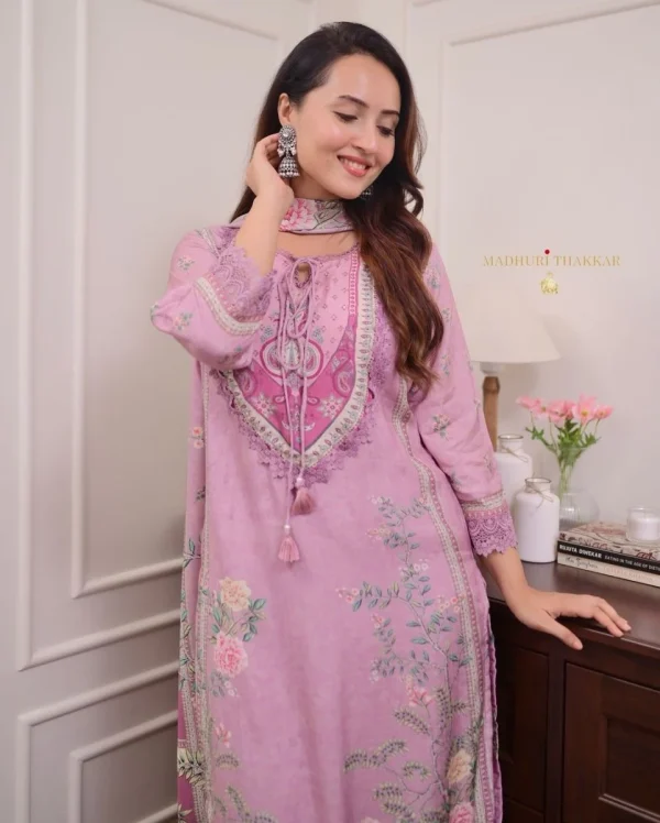 women purple cotton and organza dupatta set (copy)