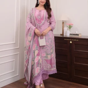 women purple cotton and organza dupatta set (copy)