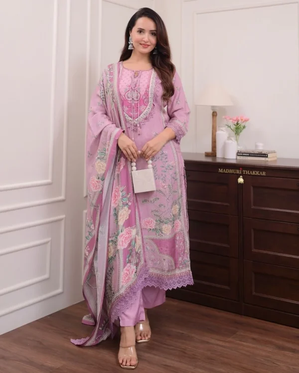 women purple cotton and organza dupatta set (copy)