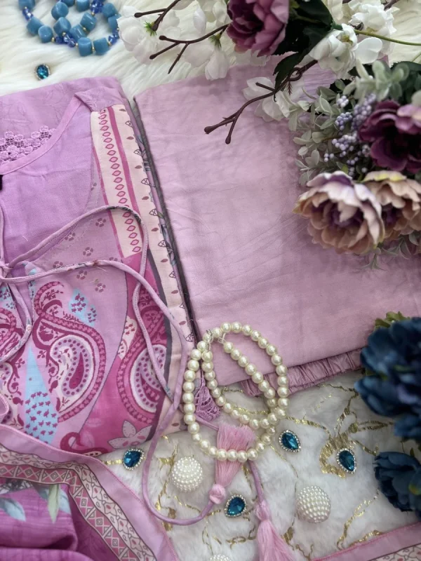 women purple cotton and organza dupatta set (copy)