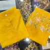women yellow embroidery co ord set