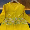 women yellow embroidery co ord set