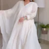 women chanderi white dupatta set