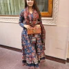 blue anarkali with angrakha style dupatta set
