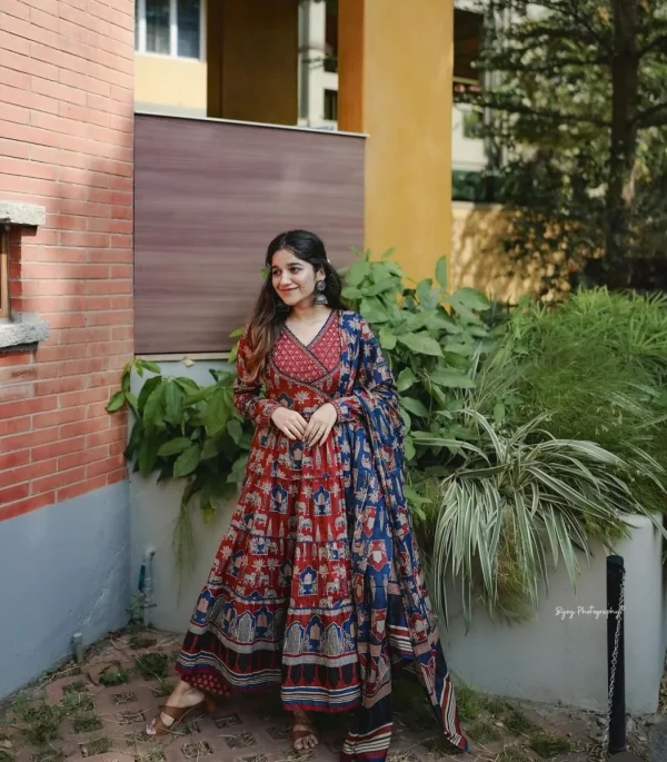 blue anarkali with angrakha style dupatta set (copy)