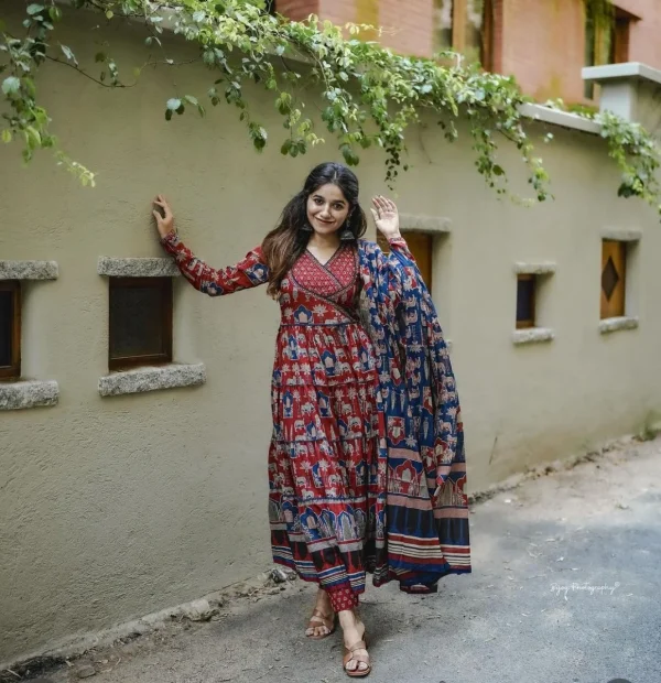 blue anarkali with angrakha style dupatta set (copy)