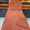 katha work red cotton co ord set