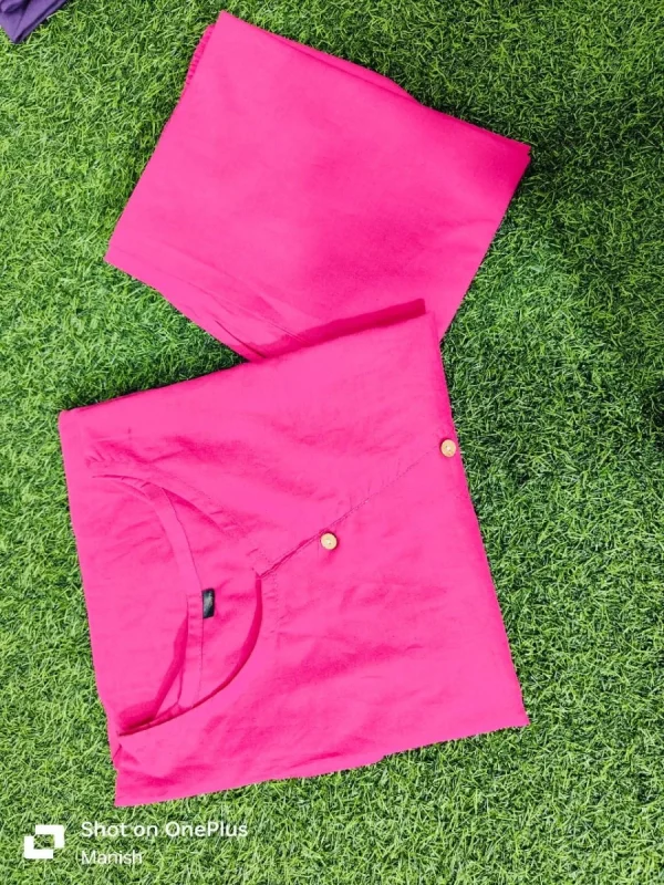 premium fuchsia linen pants outfit wide pants & shirt tunic top 2 piece set for women