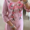 women cotton embroidery off white kurta set (copy)