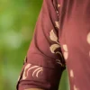 women cotton brownish maroon kurta pant set