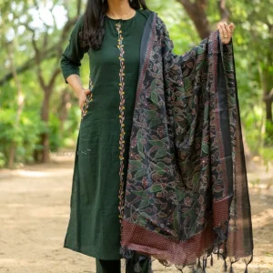 women pink embroidery yoke cotton dupatta set (copy)