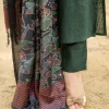 women front embroidery green cotton dupatta set