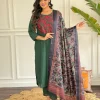 women front embroidery green cotton dupatta set (copy)