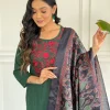 women front embroidery green cotton dupatta set (copy)