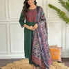 women front embroidery green cotton dupatta set (copy)