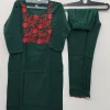 women embroidery cotton green dupatta set