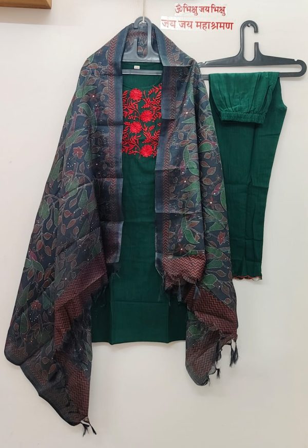 women embroidery cotton green dupatta set women embroidery cotton green dupatta set