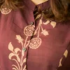women cotton brownish maroon kurta pant set