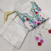 women cotton white front embroidery kurta pant set
