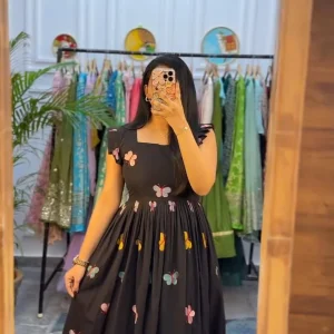 women cotton green embroidery middy gown (copy)