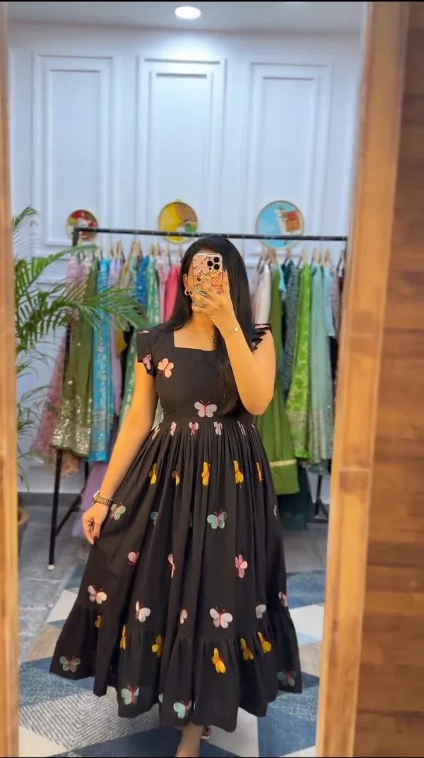 women cotton green embroidery middy gown (copy)