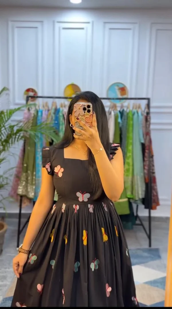 women cotton green embroidery middy gown (copy)
