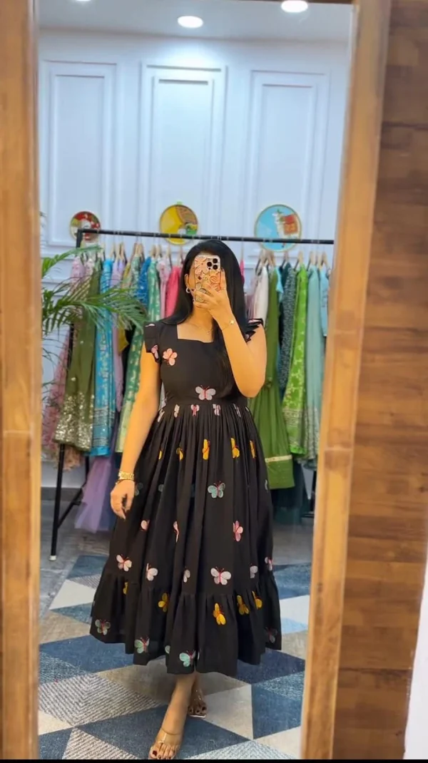 women cotton green embroidery middy gown (copy)
