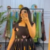 women cotton green embroidery middy gown (copy)