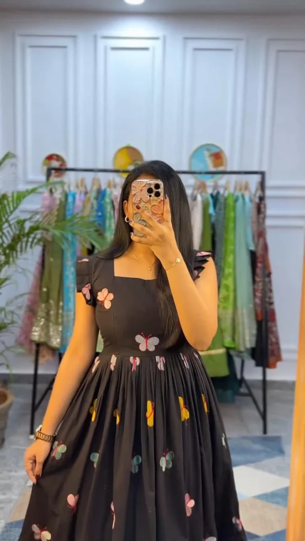 women cotton green embroidery middy gown (copy)